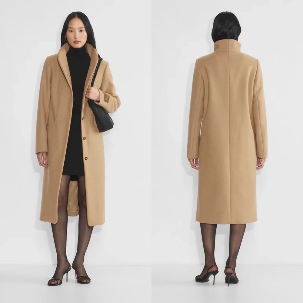 Aritzia Wilfred The Cocoon Long Camel New Elegant Wool Cashmere Coat Size XS - Picture 6 of 17